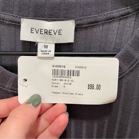 NWT Evereve Women's Teagan Knotted Dress Oxide Ribbed Wrap Dress - size M - Picture 5 of 7